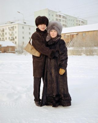 Zhenya and his pregnant fiance Mia, Yakutsk, Eastern Siberia, November 2004