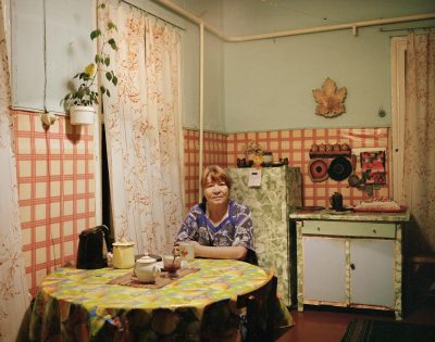 Lyuba in her kitchen, Port Baikal, Eastern Siberia, November 2004