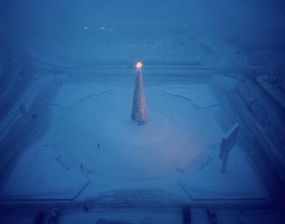 A Christmas tree and advertising billboard, Murmansk, Northwestern Region, January 2005