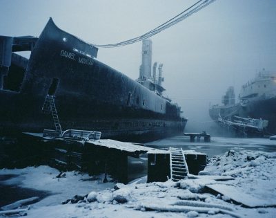 Abandoned warship in the Kola Bay, Murmansk, Northwestern Region, January 2005